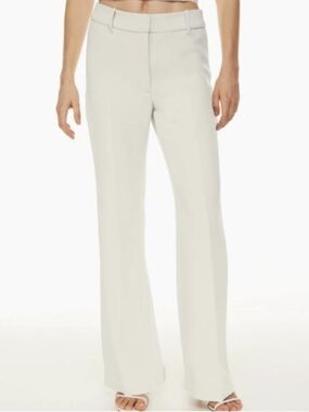 Wilfred Cabaret Pant Matte Pearl White Flare High Rise Crepe Trousers Coquette